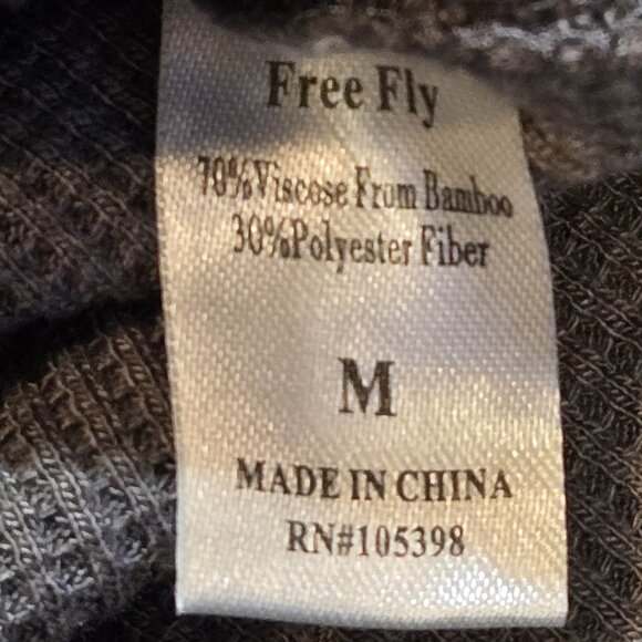 Free Fly Bamboo Waffle Hoodie Womens Size Medium V-Neck Gray Lightweight - Picture 5 of 6